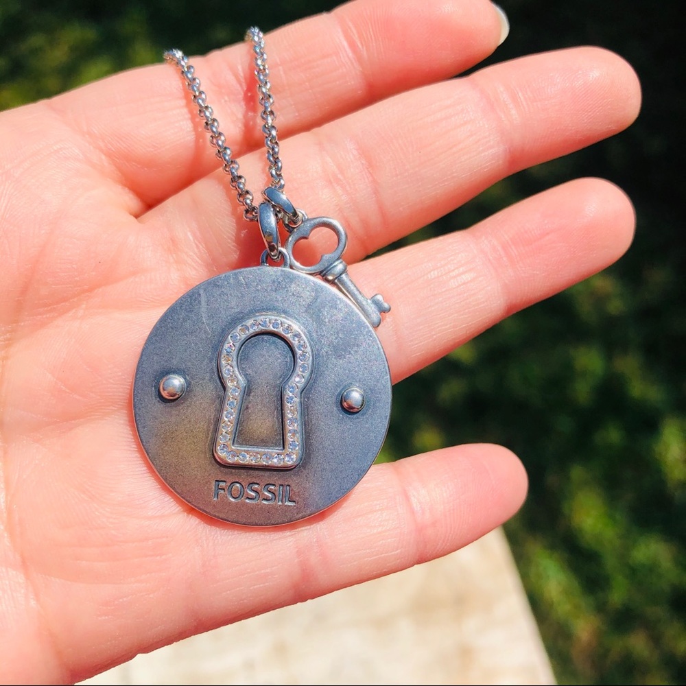 Fossil Stainless Steel lock and key necklace